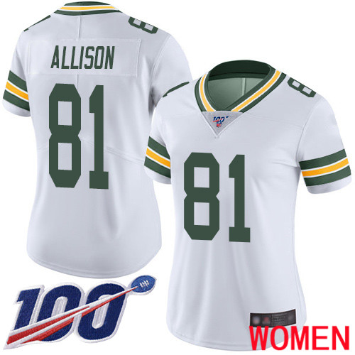 Green Bay Packers Limited White Women #81 Allison Geronimo Road Jersey Nike NFL 100th Season Vapor Untouchable->green bay packers->NFL Jersey